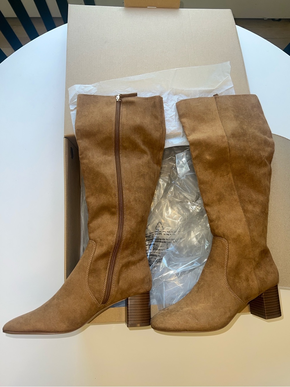 J. Crew Factory Knee-High Chestnut Boots with Block Heel, 8.5